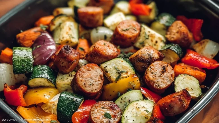 10 Minute Air Fryer Chicken Sausage and Veggies