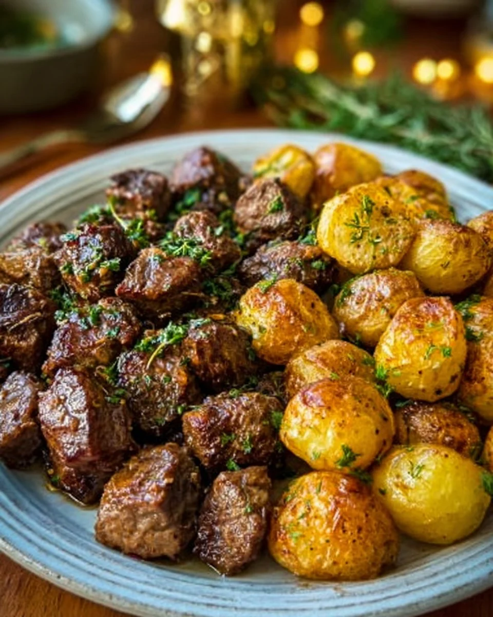 Garlic Butter Beef Bites with Potatoes