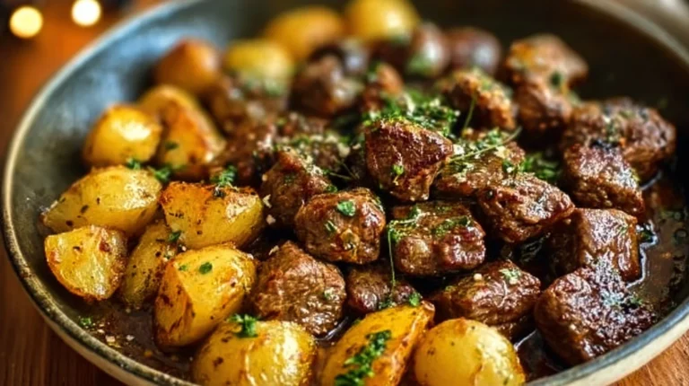 Garlic Butter Beef Bites with Potatoes