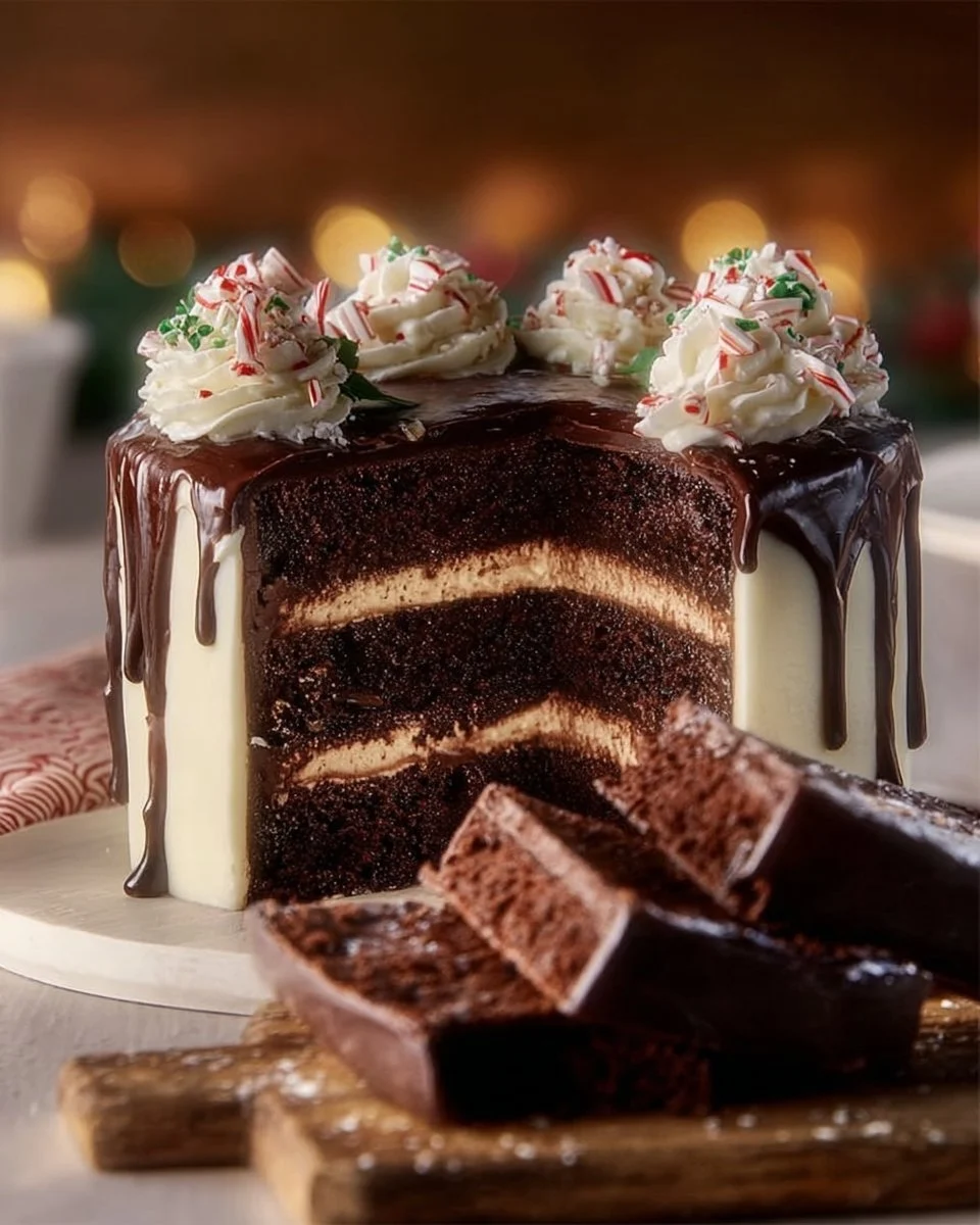 Moist Peppermint Fudge Cake