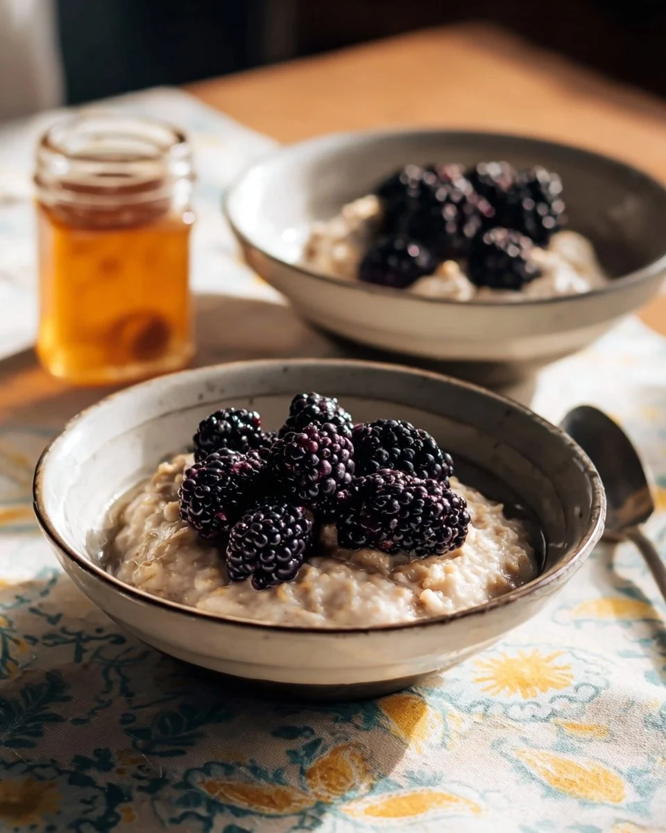 Blackberries And Cream Oats With Honey