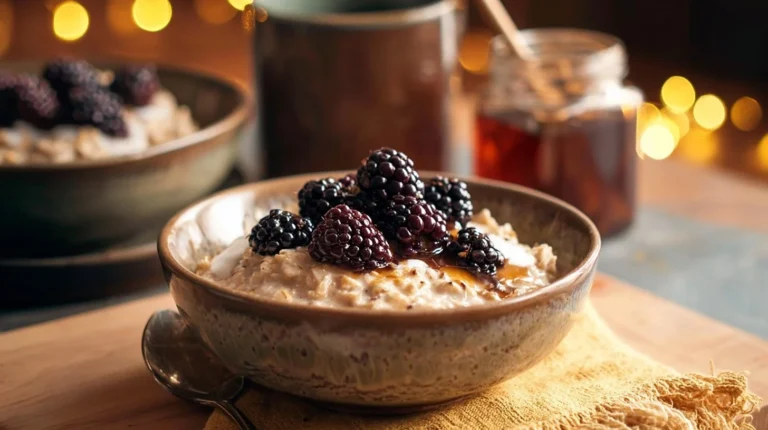 Blackberries And Cream Oats With Honey