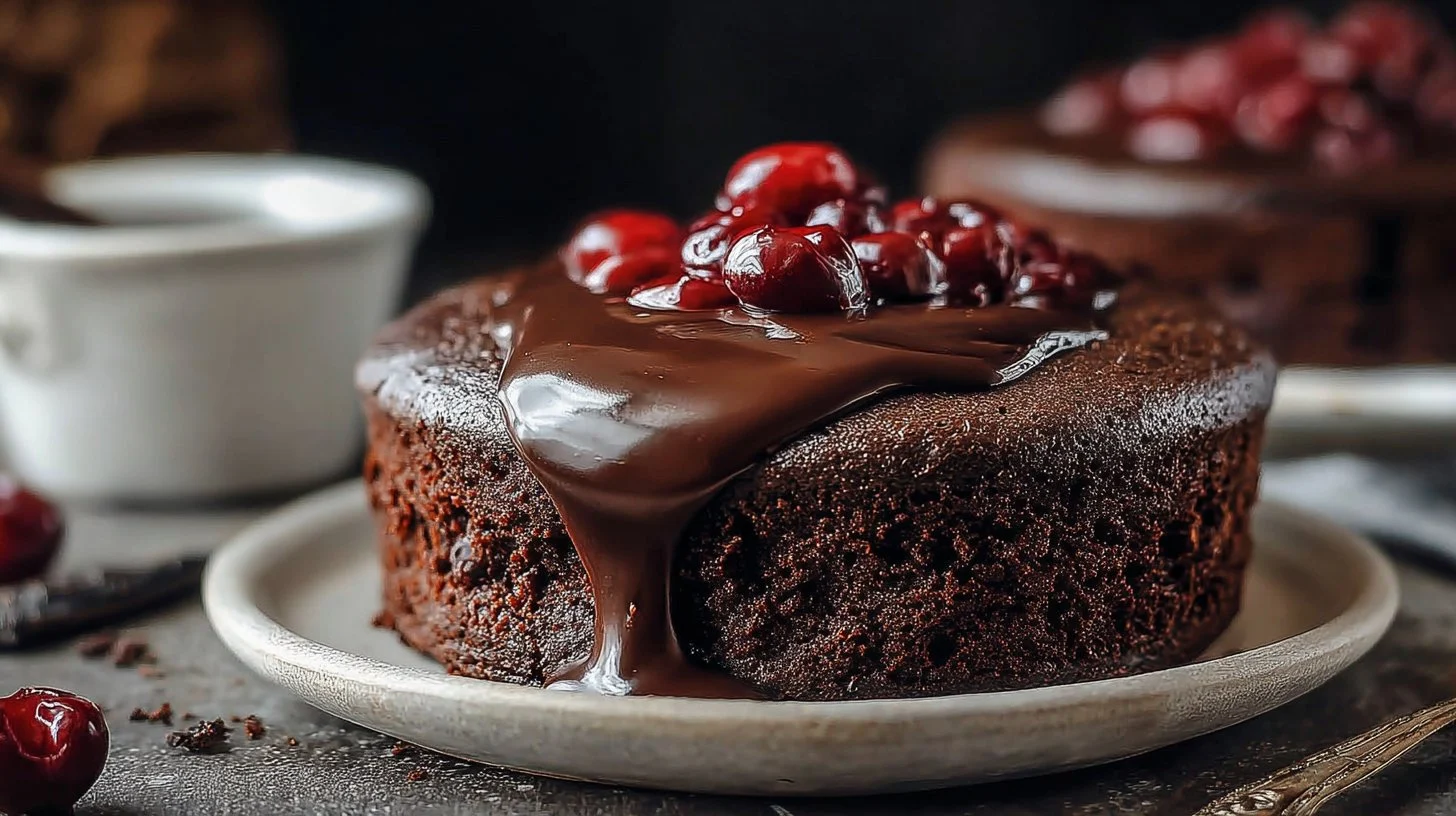 Lazy Chocolate Cherry Fudge Cake