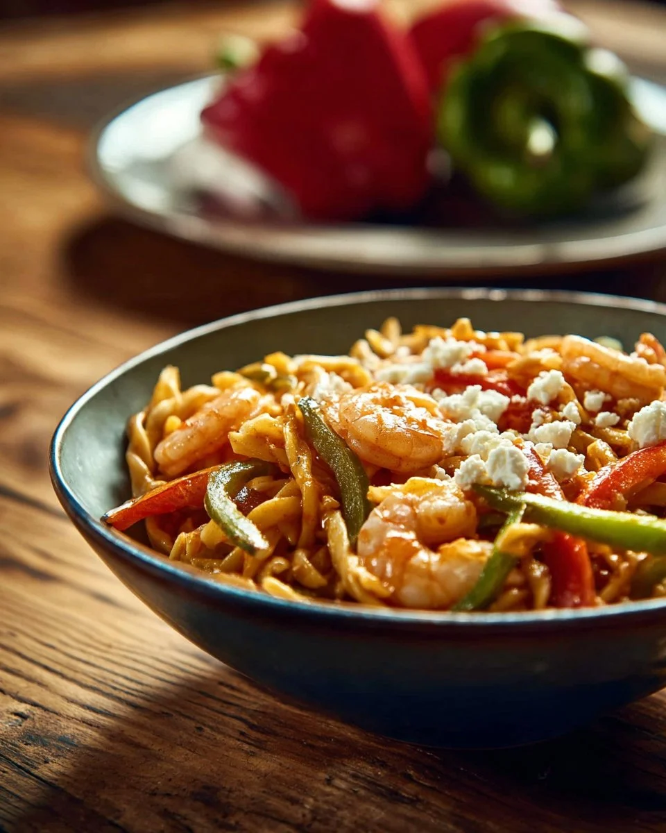 Skinny Fajita Shrimp Pasta