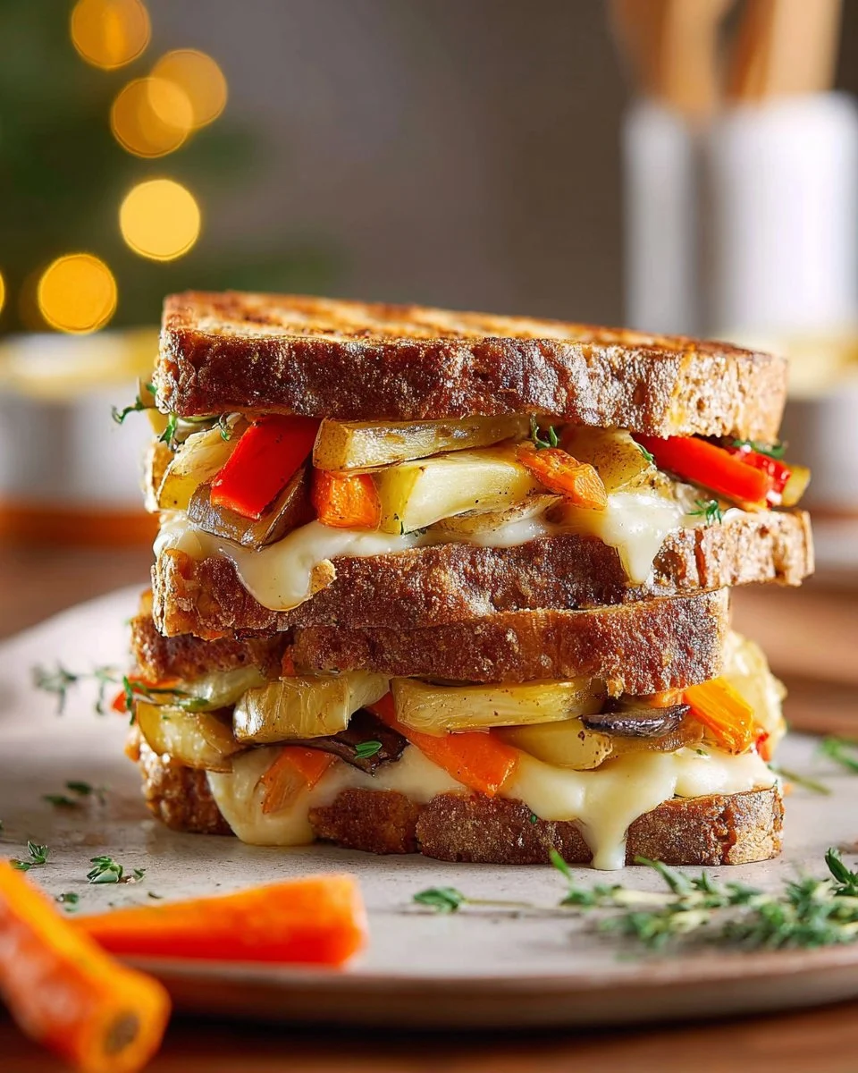 Three Cheese Roasted Vegetable Grilled Cheese