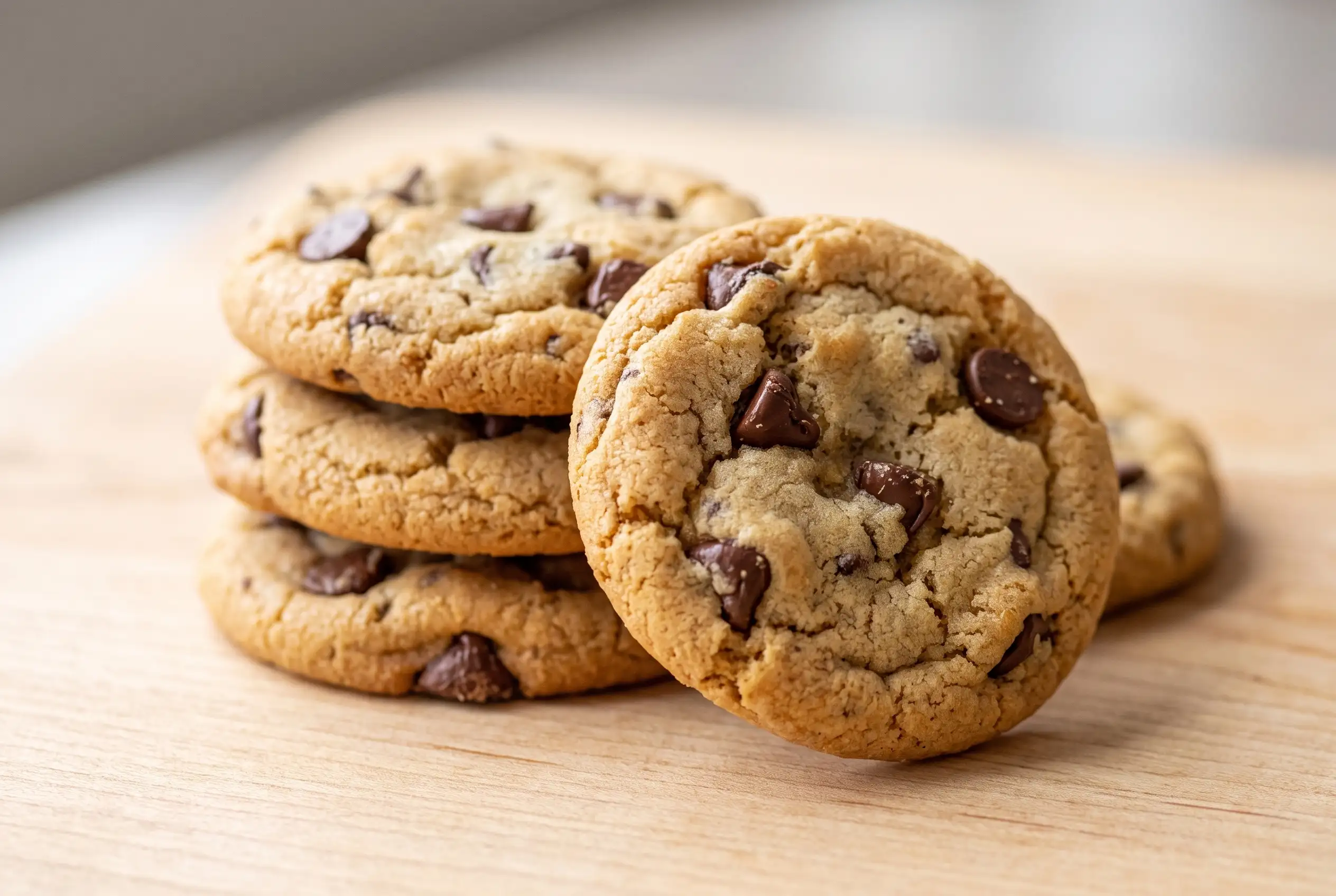 Nestle Chocolate Chip Cookies Stack of homemade Nestle chocolate chip cookies with golden edges and visible chocolate chips