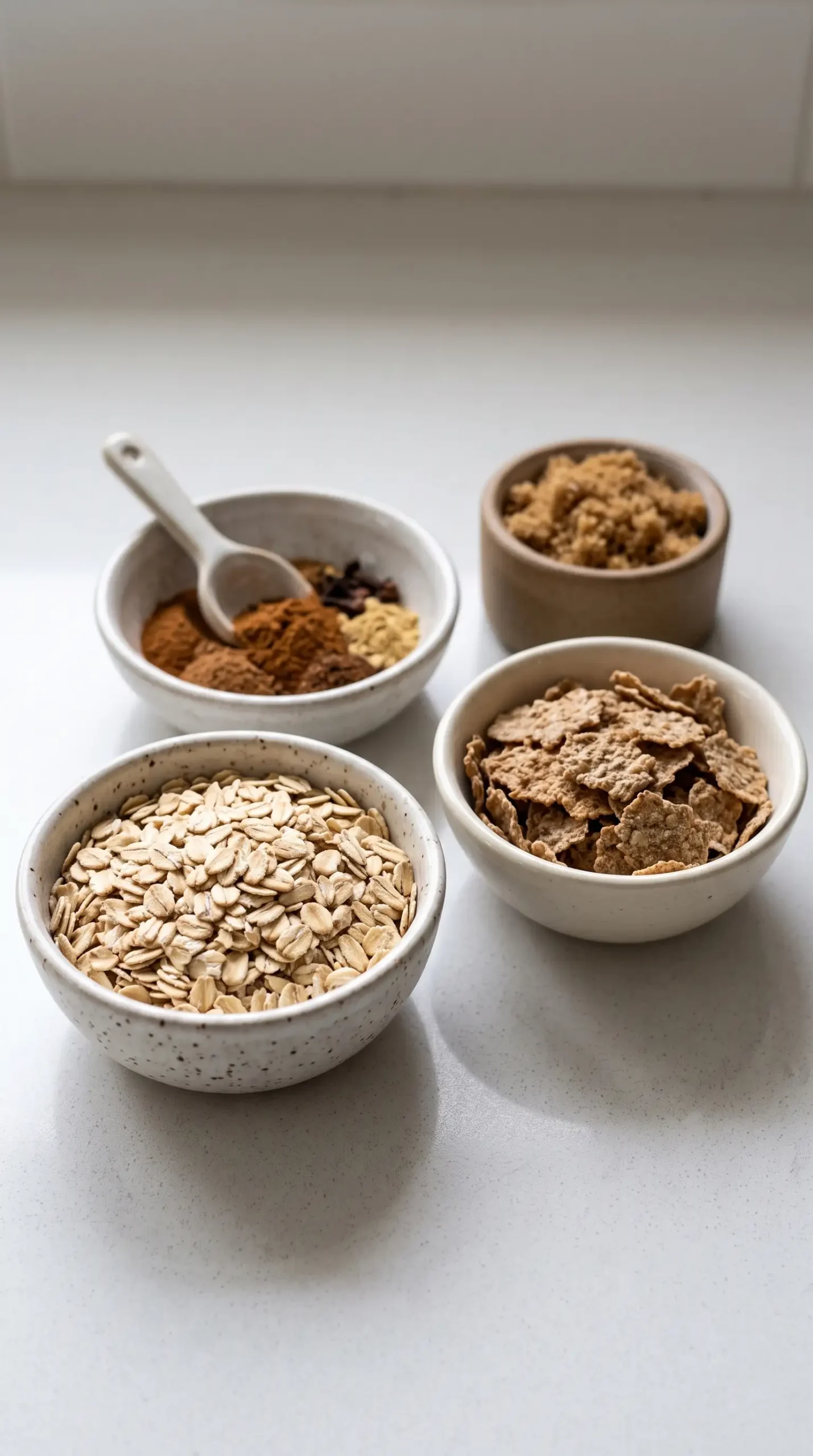 Rolled oats, bran cereal, pumpkin pie spices, and brown sugar ingredients